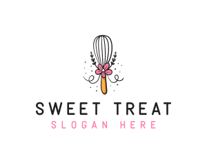 Floral Baking Wisk logo design