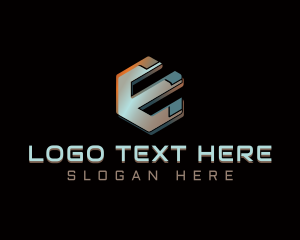 Cyber Digital Gaming Letter E logo