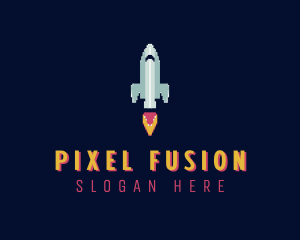 Rocket Ship Pixel logo design