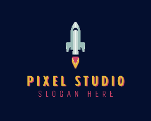 Rocket Ship Pixel logo design