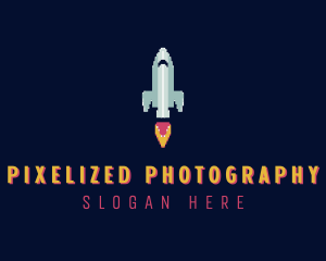 Rocket Ship Pixel logo design