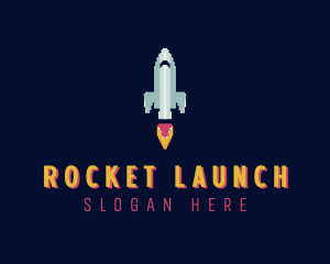 Rocket Ship Pixel logo design