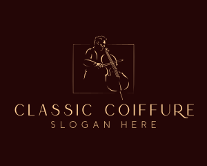 Classical Cello Musician logo design