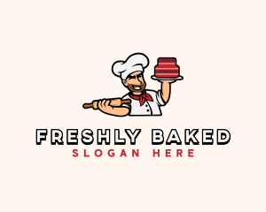 Male Baker Cartoon logo design