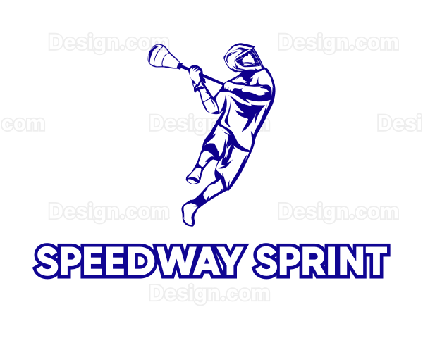 Blue Lacrosse Player Logo