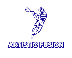 Blue Lacrosse Player Logo