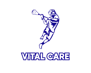 Blue Lacrosse Player Logo
