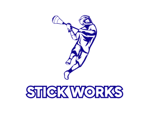 Blue Lacrosse Player logo design