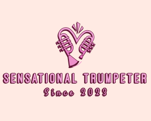 Lovely Trumpet Heart logo design