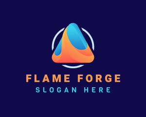 Triangle Water Flame logo design