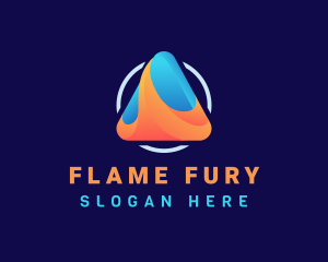 Triangle Water Flame logo design