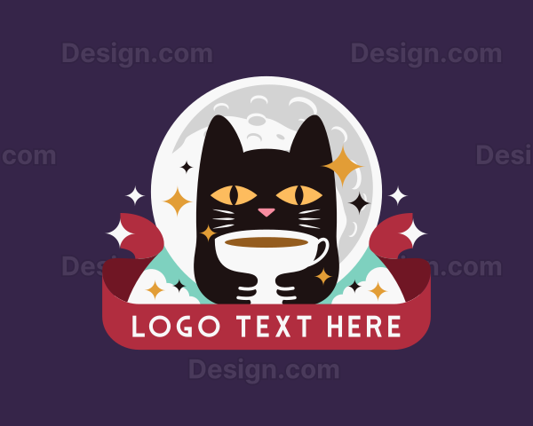 Cute Cat Coffee Cafe Logo