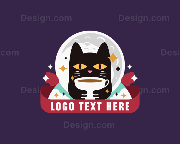 Cute Cat Coffee Mug Logo