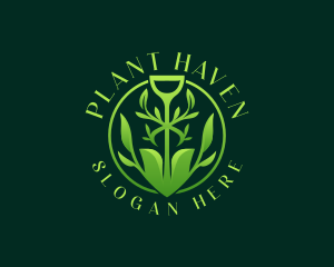 Botanical Shovel Planting logo design