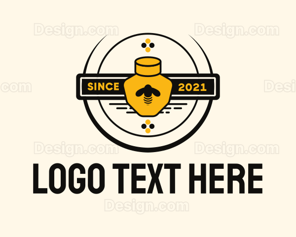 Honey Bee Jar Badge Logo