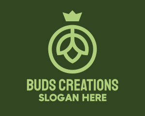 Green Flower Bud Crown logo design