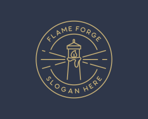 Lighthouse Candle Flame logo design