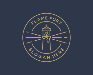 Lighthouse Candle Flame logo design