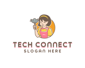 Cute Woman Cleaner logo