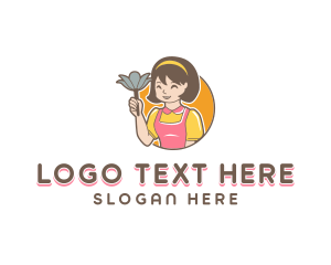 Company - Cute Lady Cleaner logo design