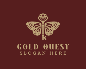 Gold Butterfly Key logo design