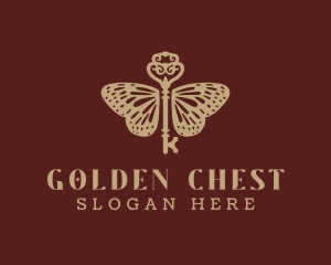 Gold Butterfly Key logo design