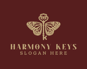 Gold Butterfly Key logo design