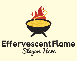 Hot Flaming Soup Cauldron logo design