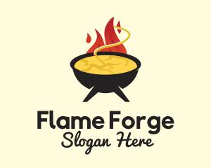 Hot Flaming Soup Cauldron logo design