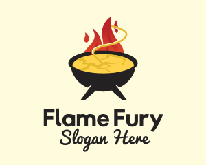 Hot Flaming Soup Cauldron logo design