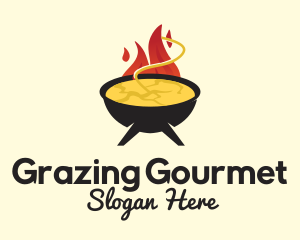 Hot Flaming Soup Cauldron logo design