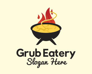 Hot Flaming Soup Cauldron logo design