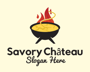 Hot Flaming Soup Cauldron logo design