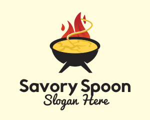 Hot Flaming Soup Cauldron logo design