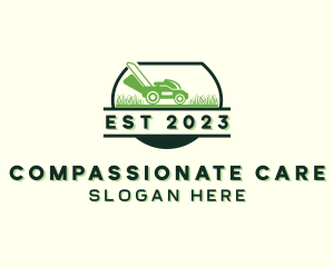 Lawn Care Landscaping Mower logo design