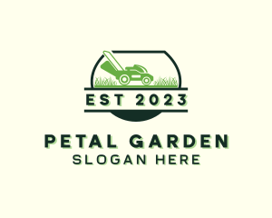 Lawn Care Landscaping Mower logo design