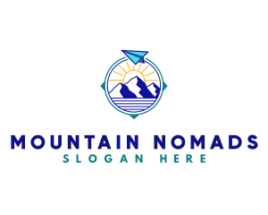 Paper Plane Mountain Compass logo design