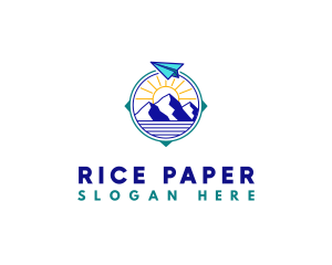 Paper Plane Mountain Compass logo design