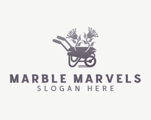 Flower Plant Wheelbarrow Logo