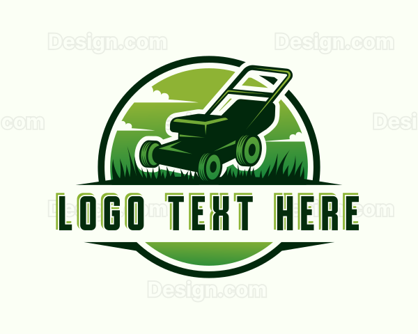 Mowing Grass Gardening Logo