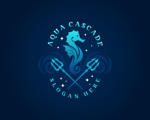 Marine Trident Seahorse logo design