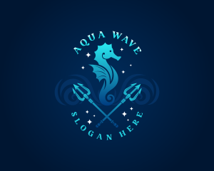 Marine Trident Seahorse logo design