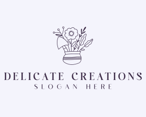 Floral Pot Gardening Logo