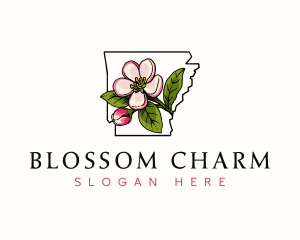 Arkansas Apple Blossom Flower logo design