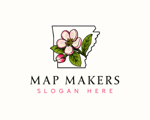 Arkansas Apple Blossom Flower logo design