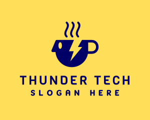 Coffee Cup Person Thunder logo design