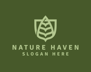 Nature Leaf Shield logo design