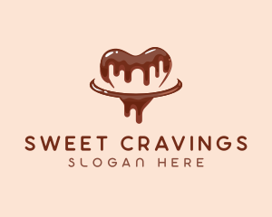 Chocolate Drizzle Heart logo design