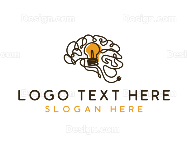 Psychology Brain Bulb Logo