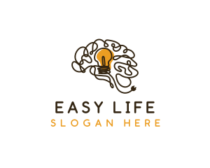 Psychology Brain Bulb logo design